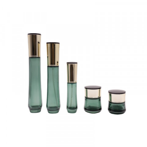 Wholesale Glass Cosmetic Set Empty Lotion Bottle Cream Jar Cosmetic Glass Bottle Skincare Packaging Set