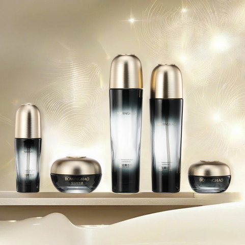 Hot Sale 30 120ml 50G Jar Airless Matte Black Glass Dropper Bottle Jar Man Women Skincare Packaging Set Face Care Glass Bottle