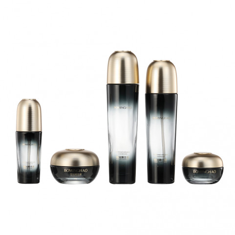 Elegant Exquisite 40 110 130 ml Customized Glass Shaded Bottle for Skin Care Serum Eye Drop Lotion Cream with Gold Lid