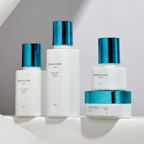 High Quality 30ml Square Pump Glass Bottle White Green Color Skincare Cosmetic Packaging Unique Square Shape