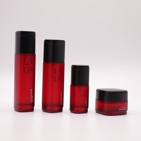Wine Red Translucent Matte Packaging Set 50G 50Ml 100Ml 120Ml Face Cream Bottle Glass Lotion Bottle Custom Packaging Bottle