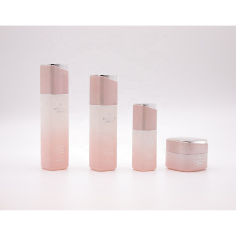 Translucent Glass Gradient Matte Suit 50G 50Ml 100Ml 120Ml Square Face Cream Tank Lotion Bottle Customized Packaging Bottle