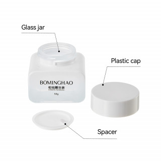 Opaque Thickened 50ml Square Skin Care Glass Jar Oiled Screw Cap Protective Face Cream Bottle Container Skin Care Packaging Set #1