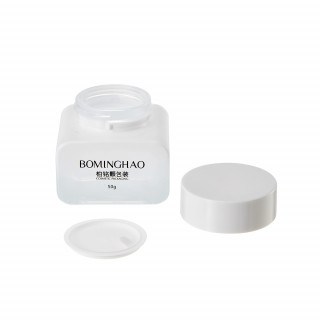 Opaque Thickened 50ml Square Skin Care Glass Jar Oiled Screw Cap Protective Face Cream Bottle Container Skin Care Packaging Set #1