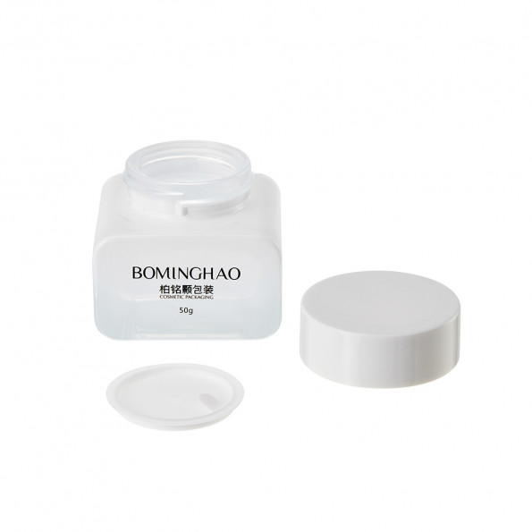Opaque Thickened 50ml Square Skin Care Glass Jar Oiled Screw Cap Protective Face Cream Bottle Container Skin Care Packaging Set #7
