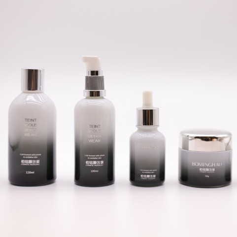High Quality White Black Gradient Round Shape Cosmetic Airless Bottle Unique 30ml Cosmetic Packaging Glass Bottle