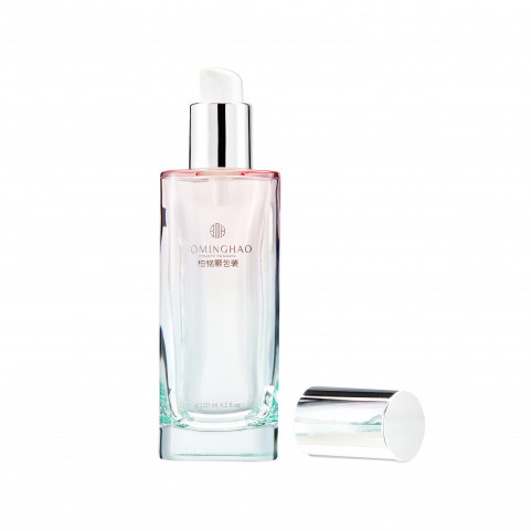 Custom Cherry Pink Cosmetic Cream Lotion Bottle Set Wholesale Price Electroplated Glass Screw Cap for Cream Jars Glass Bottle