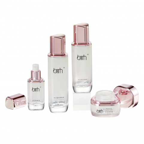 High Quality 100ml/120ml Glass Face Cream Jars Screw Cap Pink White Empty Cosmetics Packaging Sets Including Skin Care Serum