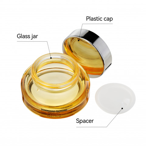 Luxury 24oz 50g Round Glass Cosmetic Jars Empty Small Cosmetic Packaging with Flat Shape and Screw Cap for Face Cream