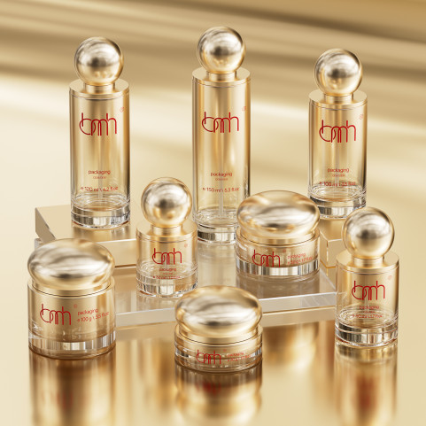 Custom Printed Empty Skincare Glass Lotion Bottle Pump Unique Coloured Gradient Cosmetic Packaging Set Flat for Skin Care Serum