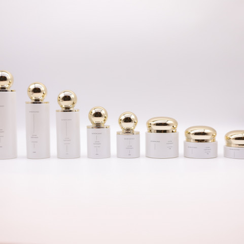 New Arrival Round Ball Cap Water Lotion Essence Bottle Straight Round Glass Set Bottle Facial Cream Cream Bottle