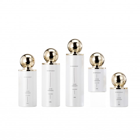 Wholesale Luxury Airless Lotion Pump Bottle Customized Clear Glass for Skincare Empty Gold Color Cosmetic Bottle Packaging