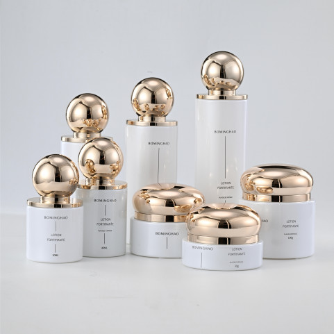 New Arrival Round Ball Cap Water Lotion Essence Bottle Straight Round Glass Set Bottle Facial Cream Cream Bottle