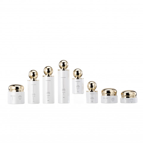 Cosmetic Packaging Set Korean Skincare Empty Glass Bottle 100ml 50ml 30ml White Gold for Ball Cup Lid 50g 30g Cream Skin Care