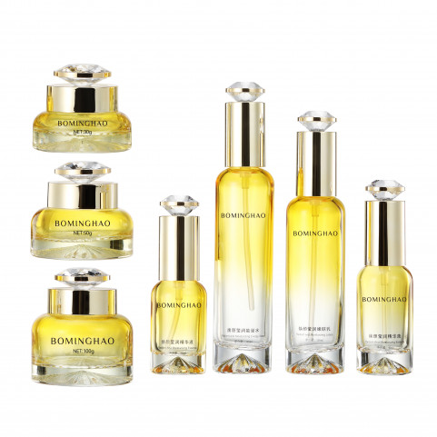 Custom Luxury Empty Glass Skincare Cosmetic Packaging Set 20ml 50ml 30g 50g Screw Cap Serum Lotion Cream Bottle Jar Face Cream