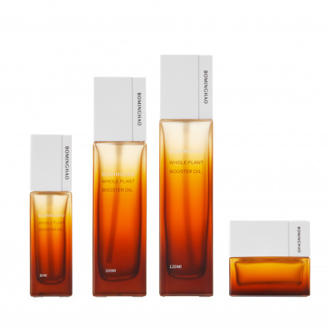 Gradient Sunset Color Semi Transparent Cosmetic Bottle Printing Glass Cosmetic Bottle Jar Skincare Set Cosmetic Glass Bottle