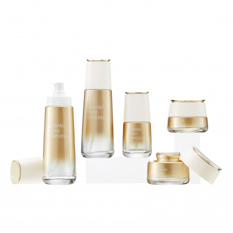 Luxury OEM Customized White Lid Transparent Yellow Cosmetics Glass Bottle Lotion Skin Care Package Cosmetics Glass Bottles