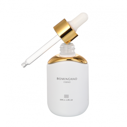 White 30ml Thick Bottom Glass Essential Oil Dropper Bottle with Screw Cap New Straight Empty Packing Bottle for Facial Serum