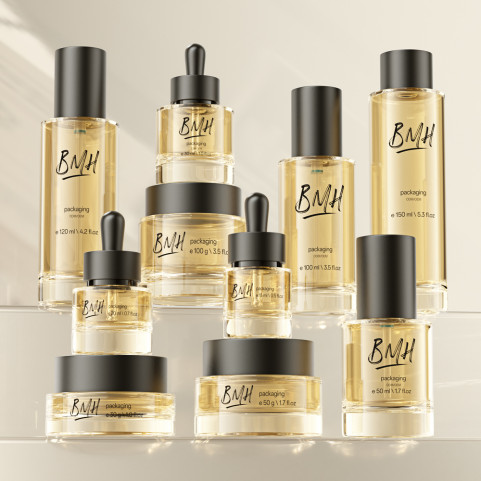 Custom Logo Luxury Cosmetic Packaging Set Printed Empty Skincare Set Glass Lotion Bottle Jar Containers Glass Cosmetic Packaging