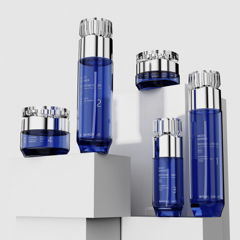 Luxury Thick Bottom Glass Skincare Packaging Set Square Cylinder Empty Toner Lotion Cosmetic Cream Glass Bottle Jar New Design
